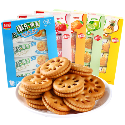 嘉士利果乐果香300g水果草莓凤梨多味道果酱味夹心饼干休闲零食品小吃