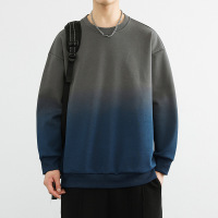 |港风早秋新款男士卫衣休闲百搭青少年圆领渐变设计重磅克