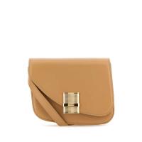 Ferragamo女款小号皮革金色五金腋下斜挎手提两用包