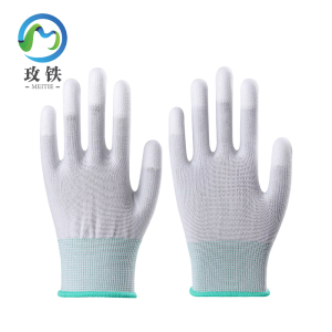 玫铁 PU浸胶涂指防静电碳纤维手套 M码 双