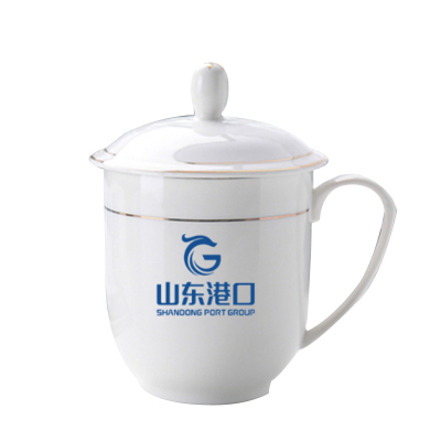 十方嘉定制款logo带盖杯子瓷杯 1个装(50个起订)