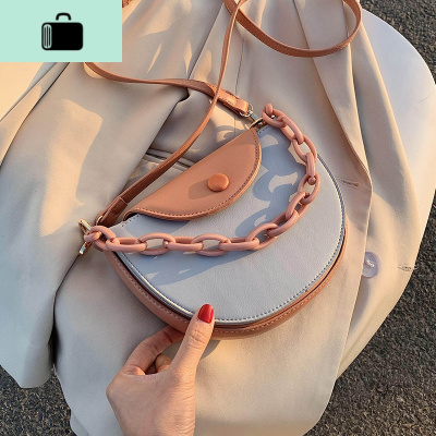 夏天网红小包包2020新款潮链条斜挎包女包百搭ins质感时尚马鞍包NEW LAKE女斜挎包