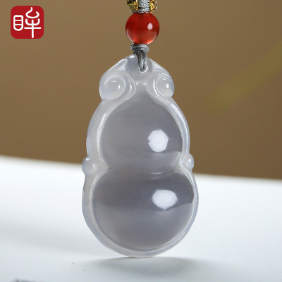 印象眸和田玉福禄吊坠烟紫色吉祥如意葫芦玉石挂件附送证书和田玉吊坠