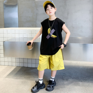 男童夏装套装2026新款中大童夏季薄款儿童休闲酷帅男孩背心两件套