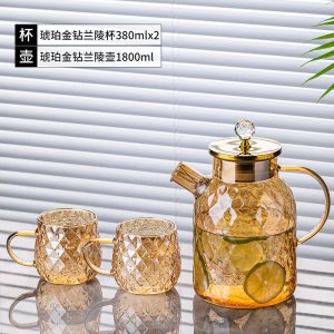 苏宁玻璃冷水壶家用客厅待客大容量耐高温凉水壶水杯扎壶套装2112