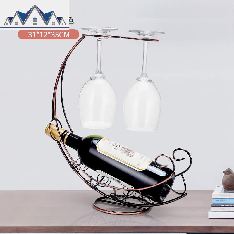 家用创意红酒架摆件红酒杯架装饰倒挂酒瓶架子欧式酒架 三维工匠收纳层架