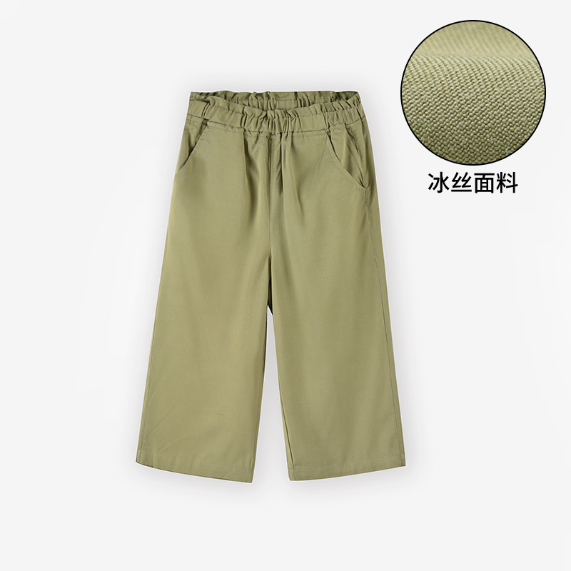 [一口价25元]铅笔俱乐部童装女童阔腿裤冰丝薄款夏季大童八分裤宽松洋气