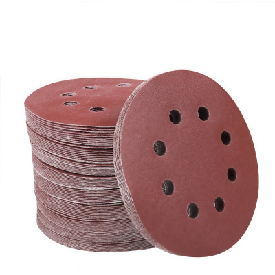 铁洋 背绒砂纸片 植绒砂纸片 5寸125mm8孔320目红砂 片