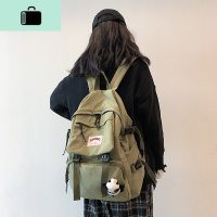 日系ins潮酷书包女高中原宿风初中学生百搭背包大容量工装双肩包NEW LAKE
