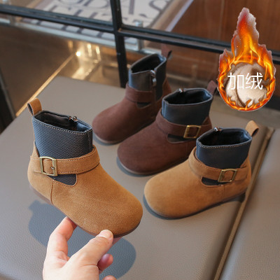 女童短靴秋冬季新款马丁靴英伦风皮靴女宝宝森系绒面靴子