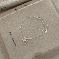 s925纯银蝴蝶结吊坠手链轻奢小众精致ins风百搭手饰女生配饰送女朋友老婆情人节七夕生日礼物