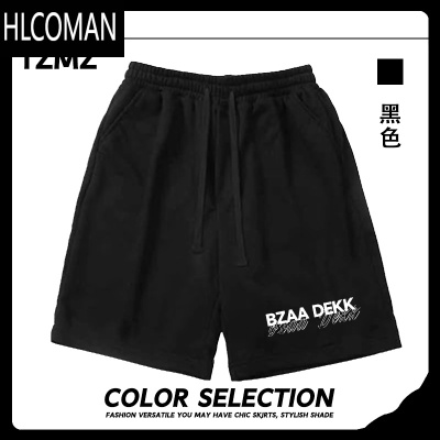 HLCOMAN夏季薄款美式黑色五分短裤男潮牌高街休闲宽松运动阔腿中裤子