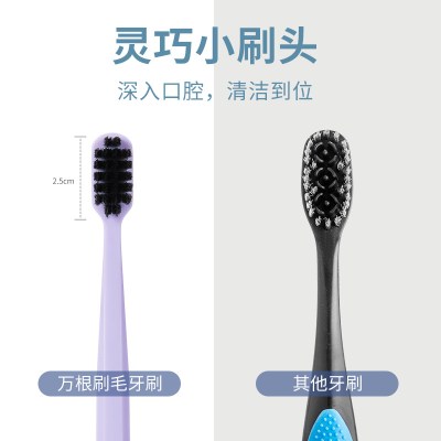 名创优品（MINISO）万毛深层清洁小头牙刷细软毛情侣家用牙刷2支装