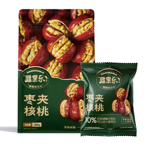 疆果乐枣夹核桃280g新疆特产大红枣核桃仁果干蜜饯坚果 休闲零食