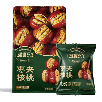 疆果乐枣夹核桃280g新疆特产大红枣核桃仁果干蜜饯坚果 休闲零食
