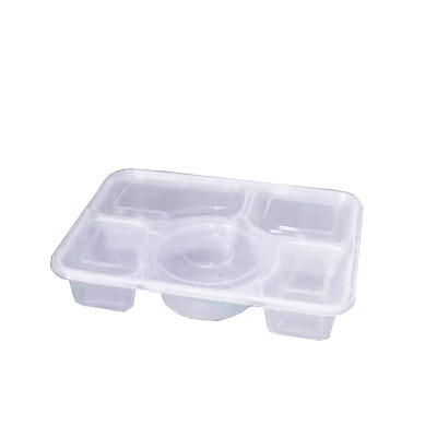 老房太太 一次性餐盒 PP五格透明 1300ml 150套整箱 可冷藏加热 分格打包盒 L276/箱