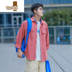 YANXUPD大人少年感衬衣男生款粉色七夕礼物休闲穿搭芭比粉长袖衬衫