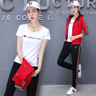 珂卡慕(KEKAMU)设计师品牌女装潮牌女装春装长袖休闲运动服套装女三件套2020春秋春装新款连帽卫衣跑步两件套