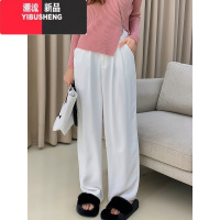 YIBUSHENG2024年季新款灰色西装裤女高级感垂感显瘦高腰西裤休闲阔腿裤子