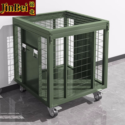 锦北金属移动网箱仓储笼应急物资周转箱野营装备箱带网带轮子900*900*900mm(带拉手)