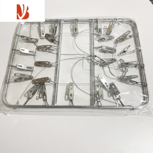 三维工匠多夹子铝合金晾袜架袜晾衣夹多晾衣夹铝合金衣架阳台 银色带26夹