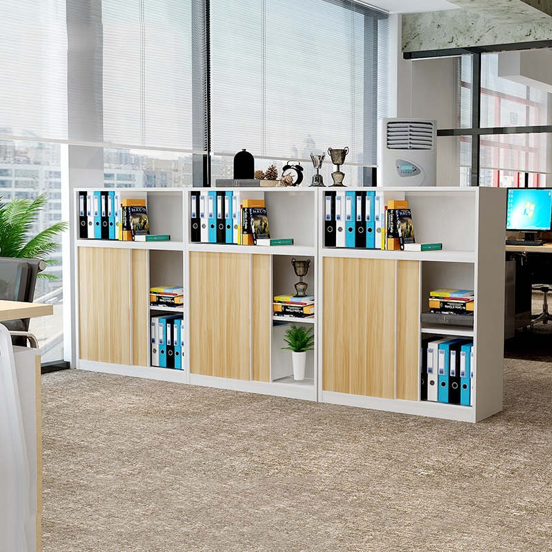 办公室柜推拉移门小型文件柜它墅矮柜木质资料柜打印机柜档案隔断边柜