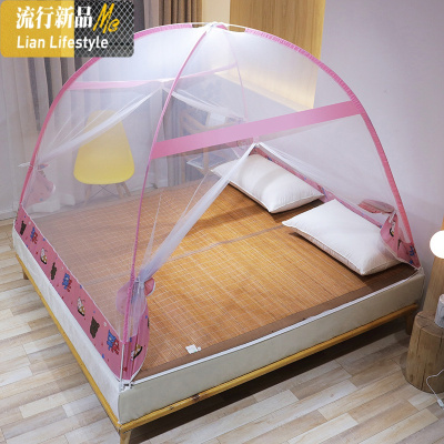 蒙古包1.5m床 1.8m家用2米蚊帐防摔三开2.2支架1.2加厚纹账新款 三维工匠