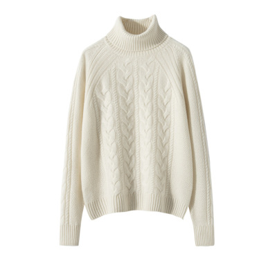 七针重工绞花山羊绒衫女针织打底衫高领厚款保暖长袖毛衣套头内搭