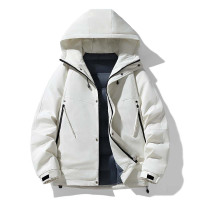 羽绒服男冬季新款户外防风保暖加厚连帽冬装纯色工装夹克羽绒外套