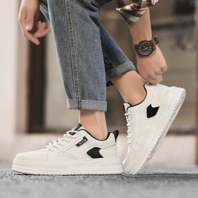 男鞋2025新款春季潮牌高级感百搭板鞋青少年增高运动休闲小白潮鞋