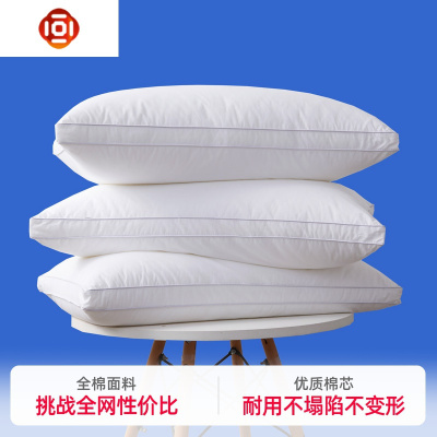 棉酒店低枕芯护颈椎双人单人夏天薄家用宾馆枕头一对装三维工匠