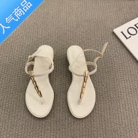 SUNTEK粗跟夹脚小众高级感凉鞋仙女鞋子2023年新款夏季中跟配裙子罗马鞋