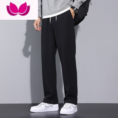 七斓运动裤男潮流潮牌黑色垂感男款卫裤直筒裤男生裤子休闲裤长裤