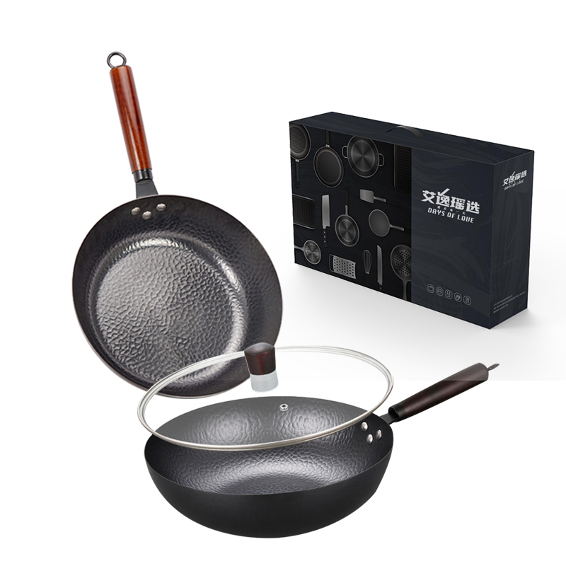 艾逸瑶选 吉纳维亚锻打锅炒锅(配盖)煎锅两件套 CJ-21007-2
