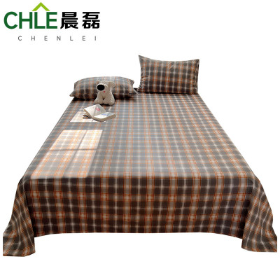 晨磊 床单三件套 200*230cm(灰橘格) 套