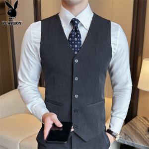 花花公子西装马甲男士2025秋季新款商务休闲内衬纯色透气男款马夹