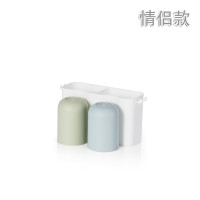 日式牙刷架吸壁式洗漱杯子牙膏盒刷牙杯套装牙具漱口杯壁挂架 三维工匠 白色四口