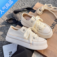 SUNTEK配裙子小白鞋女2023新款夏季透气鞋子百搭厚底帆布鞋原创小众板鞋