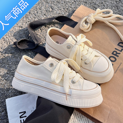 SUNTEK配裙子小白鞋女2023新款夏季透气鞋子百搭厚底帆布鞋原创小众板鞋