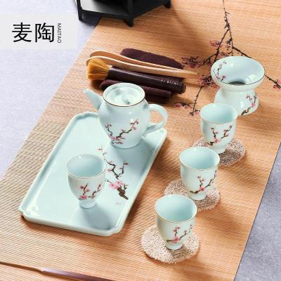 美帮汇手绘梅花整套茶具茶壶 陶瓷功夫套装单壶 手绘茶具过滤茶壶