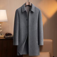 暗扣襟羊毛双面呢大衣风衣男士秋冬中长羊毛大衣商务休闲外套男