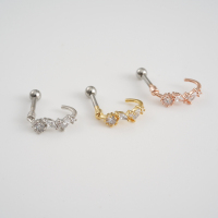 韩国进口弧形波浪微镶精致钛钢粗杆耳骨钉单只螺丝拧送女朋友老婆情人节七夕生日礼物