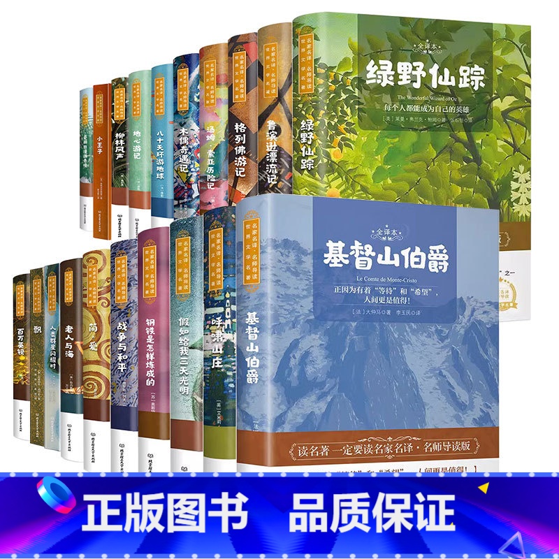 全套20册 [正版]名师导读 世界文学名著:绿野仙踪 鲁滨逊漂流记 爱丽丝漫游奇境海底两万里 地心游记八十天环游地球木偶