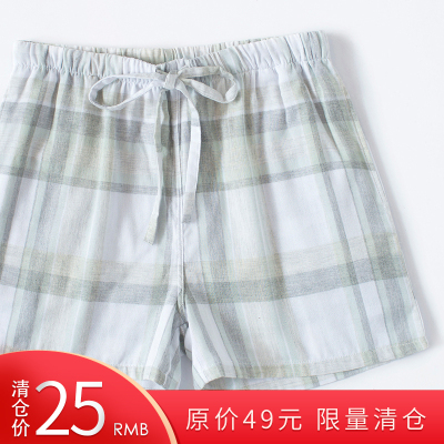 SUNTEK睡裤女士夏季薄款棉纱布家居短裤可外穿宽松大码休闲裤沙滩裤睡裤/家居裤