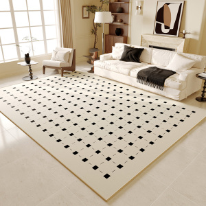 奶油风地毯客厅轻奢高级感2024新款家用沙发地垫卧室防水免洗可擦