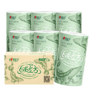 [JX]心相印绒立方厨房卷纸85节*6卷装 12倍吸油锁水 可接触食物级