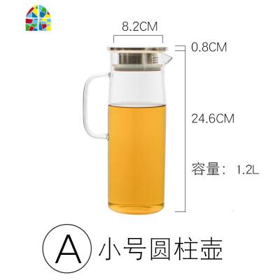 耐热防爆冷水壶凉水壶玻璃可高温水壶凉水杯家用凉杯玻璃壶 FENGHOU A小号圆柱壶