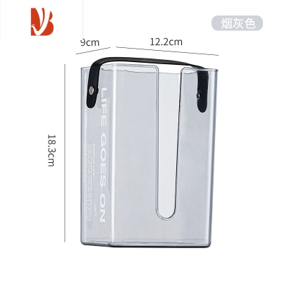 三维工匠创意纸巾盒可壁挂免打孔亚克力厨房卫生间墙面抽纸卷纸整理置物架 烟灰色-提手纸巾盒