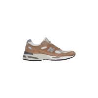 新百伦(New Balance)New Balance男士圆头跑鞋棕色野牛皮拼接透气