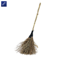 安居先森马路环卫大笤帚扫帚扫把 竹柄黑皮1.7斤款 原竹黄青色